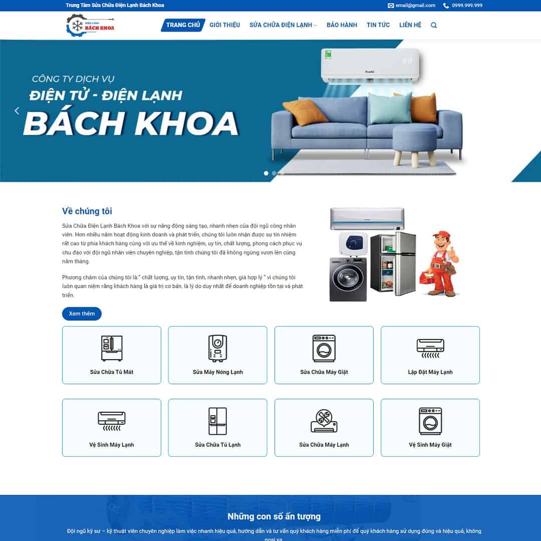 Theme WordPress dịch vụ sửa chữa điện lạnh