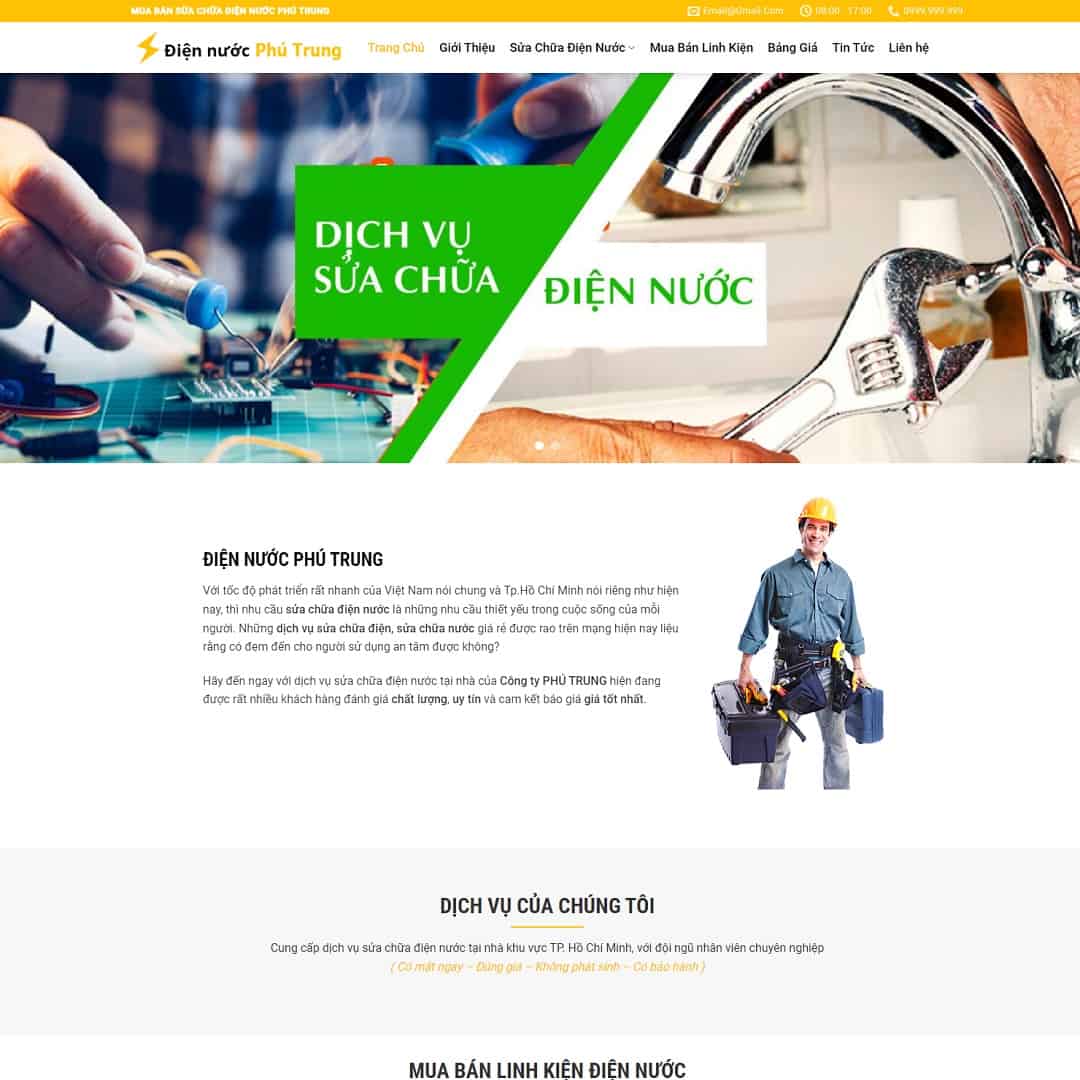 Theme WordPress dịch vụ sửa chữa điện nước